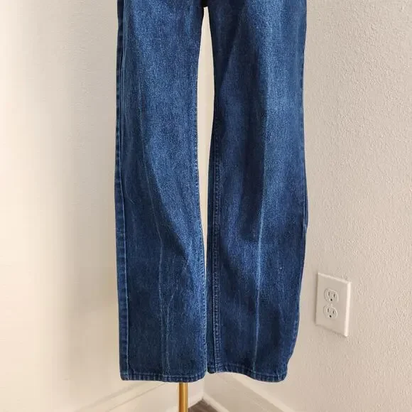 Vintage 90s Lee High Waist Straight Leg Jeans Dark Wash Denim USA Made 2 - Picture 5 of 14